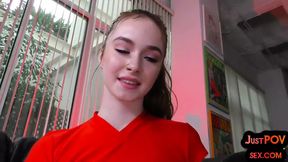 POV anal babe rides cock in dirty talking closeup POV