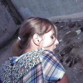 Amateur sex date chick fucked in public abandoned building