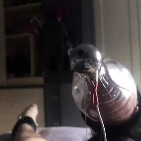 Hands free orgasm with wand and estim. Cumming through urethral sound.