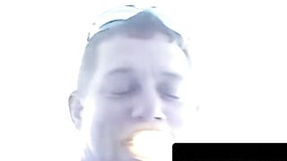 Mature Guy Jerking Off And Blowing A Younger Man's Load