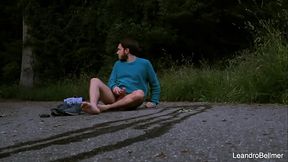 Caught taking a piss and jerking off outdoors - gay public exhibitionist