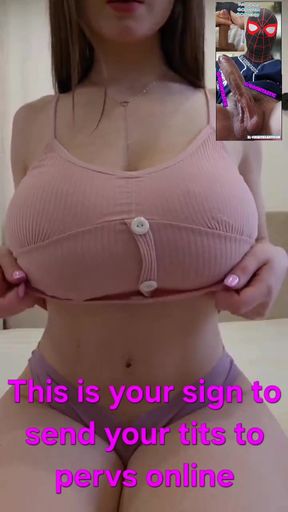Curvy gooner shows off her big boobs in a captioned video