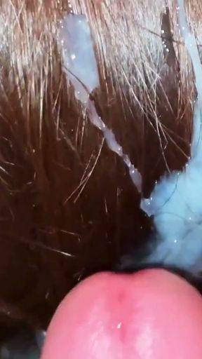 This Natural Remedy Will Strengthen Your HAIR! Cumshot on Hair. Brushing Cum Into Hair.   Clip 1