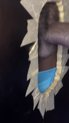 Sucking 🍆 in the glory hole to these two BBC   Clip 1
