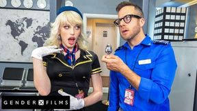 Cute Trans Stewardess Smashed By Kinky Guard - Izzy Wilde