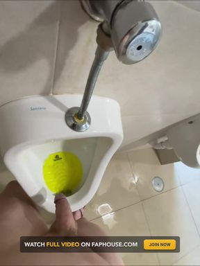 Dared to Piss Fully Naked in Public Toilets Urinal
