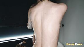 ”Blonde & dark haired lesbo girls love snatch eating while using toys, Catherine in”