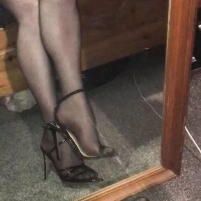 Heels stockings cum cock