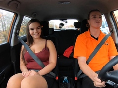 Fake Driving School Curvy brunette Sofia Lee sucks