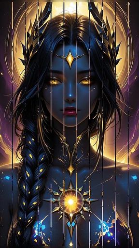 Void Empress Rising From Dark Matter with Golden Astral Threads Cosmic Fantasy Ai Art Slideshow