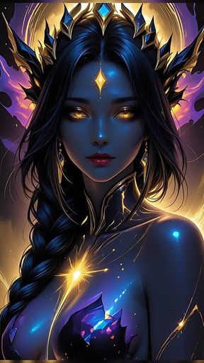 Void Empress Rising From Dark Matter with Golden Astral Threads Cosmic Fantasy Ai Art Slideshow