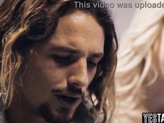 Tiny golden-haired teen barista gets railed by a large dong customer at his place