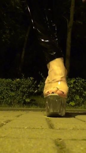 Iconic moment from &quot;clear high heels and latex leggings - public crossdressing&quot;