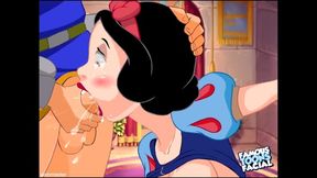 Snow White sucks hard and then cum a lot of cum on his face
