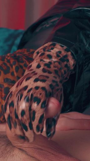 Dominant Handjob Edging Ruined, Wearing Long Leather Gloves -milf in Black Pvc Raincoat Leopard Thigh High Boots Controls, CFNM