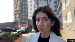 Wife Sneaks Out for a Cheat Session &mdash;  Faces Cum in Public - Cum Walk