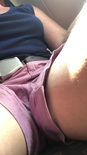 Mid flight fingering of my pierced clit and playing with my beautiful bush