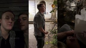 risky extreme couple jerk off outdoor in public under the rain (very romantic)