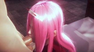 Zero Two's impressive blowjob and deepthroat(3D PORN) [Darling in the Franxx]