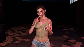 Shy slim Ellie dances solo in dirty clothe inside abandoned hangar