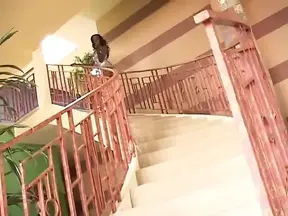 Bald black stud enjoys a wet blowjob from an ebony bitch before pounding