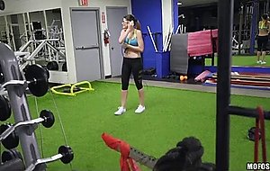 My huge cock in her mouth saved a sweet girl after a wardrobe malfunction at the gym - nude