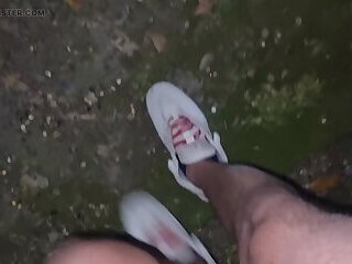 Horny and Exhibitionist Outdoors Cumshot