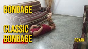 Woman completely bound with plastic tape (3)