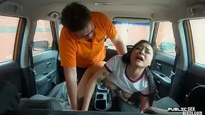 Asian Darling publicly fucked by driving instructor