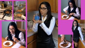 Trophy wife eRica cooks French toast using nasty cum instead of eggs!!