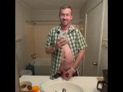 Weird Blonde Man Peeing in the Bathroom Sink Like an Asshole