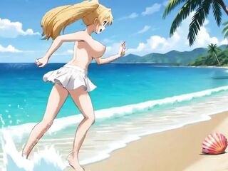 Beach Golden-haired Blowout: Elsa's Sandy Suck and Bang Fest