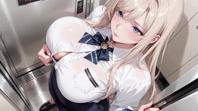Blonde Teacher! the Fatal Seduction Under an Open White Shirt, Lazily Leaning on the Classroom Desk