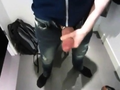 Jerking and cumming in dressing room