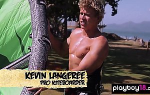 Big boobed naked blondie Dani Mathers and her badass GFs like kite boarding