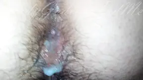 He fucks my super hairy ass hard making me enjoy it and fills it with hot thick cum! ???? Anal creampie - Amateur - Closeup