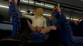 Crossdresser cums on bus