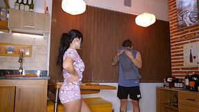 Latina MILF cheats on hubby with young neighbor