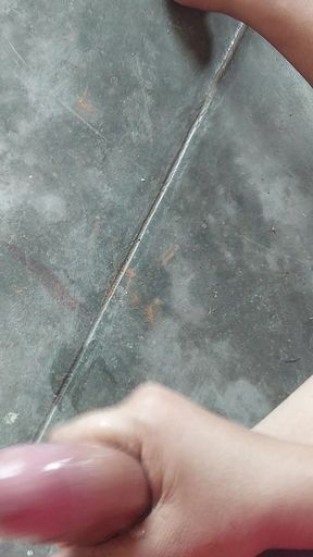 Slowly slowly I massage my big cock
