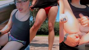 fannyfemmboi driving and stopping on a public park to play naughty