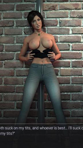 Spectacular moment from &quot;Croft Adventure #2 Lara sucked the guys until they cummed on her face&quot;