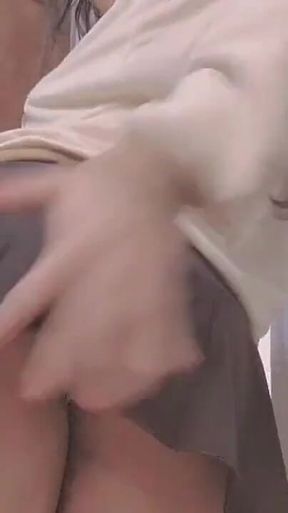Cute *** Showing Her White Panties Under Skirt Then Masturbating