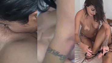 Fodendo com meu pinto de borracha minha amiga