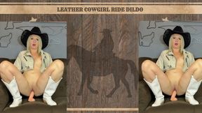 cowgirl in leather riding dildo