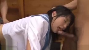 Asian Babe Showers in Gangbang, Cum Drenched Creampie Owner