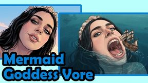 [STORY] Giant Mermaid Goddess Vore - Devouring Sailors & Growing into a Ship-Swallowing Siren