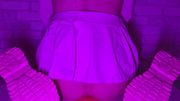 Sissy Girl In Short Skirt Bounces On a Huge 12-centimeter Thick Anal Plug