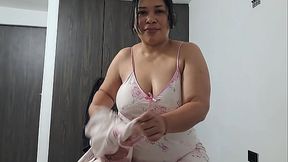 Hot mature Latina sucking a big cock