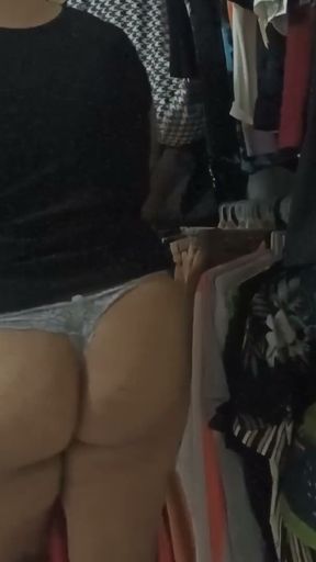 Sister-in-law cleaning the room in thong (7 part)   Clip 2