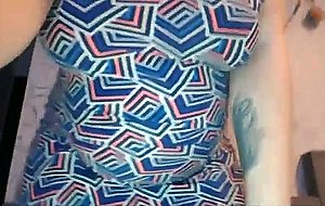 Pregnant woman plays with huge tits